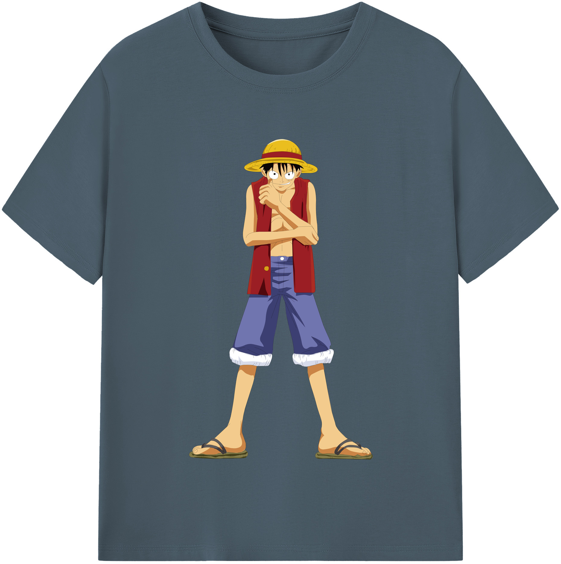 ワンピース モンキー・D・ルフィ ONE PIECE Monkey D. Luffy 綿100％半袖Tシャツ（フロントプリント）
